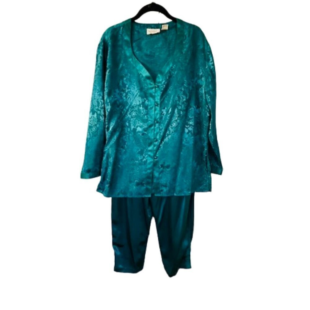 Victoria's Secret Vintage Gold Label Jacquard Floral Satin Pajamas Small